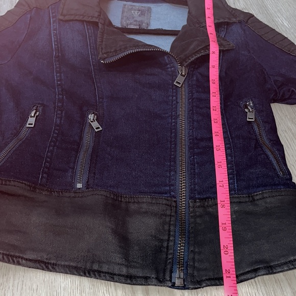 Guess Y2K Denim Leather Moto Jacket Small - Picture 14 of 16
